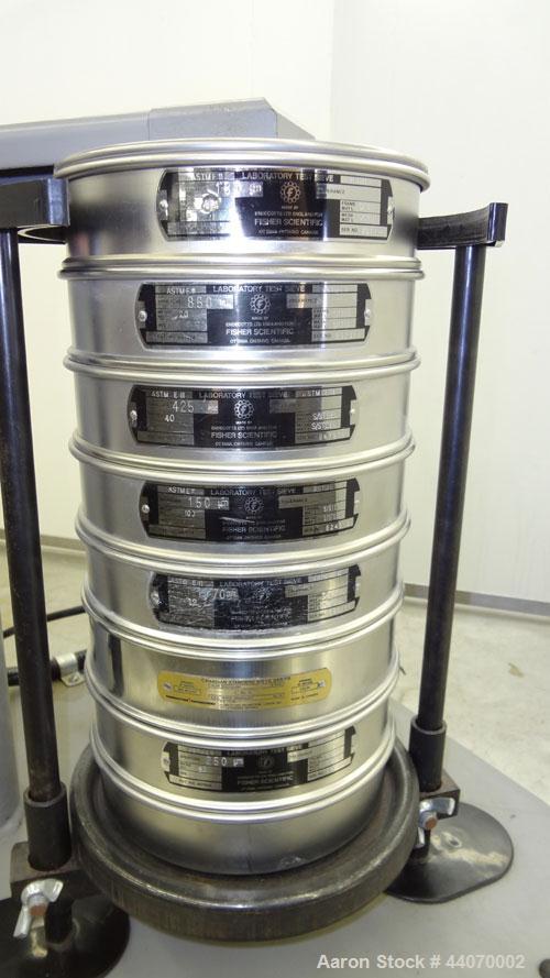 Used W.S. Tyler Ro-Tap Testing Sieve Shaker, Model RX-29. 8" Diameter. 278 Revolutions per minute, 150 tappings per minute. Driven by a 1/4hp, 115/208-230 volt, 1725 rpm motor. Base mounted.
