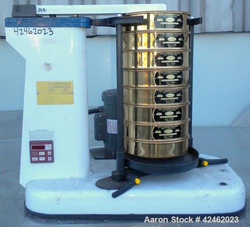 Used W.S. Tyler Ro-Tap Testing Sieve Shaker, Model RX29. 8" Diameter pans. Driven by a 1/4 hp, 1/60/115/230 volt, 1725 rpm motor. Base mounted. Built 2008.