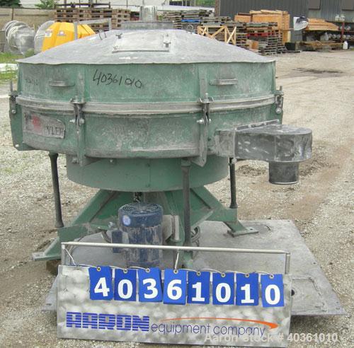 Used Tyler Screener, 60" diameter, 304 stainless steel, single deck, 2 separation. Includes top cover. Driven by a 2 hp, 3/60/208-230/460 volt, 1140 rpm motor.