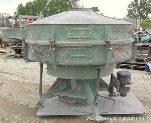 Used Tyler Screener, 60" diameter, 304 stainless steel, single deck, 2 separation. Includes top cover. Driven by a 2 hp, 3/60/208-230/460 volt, 1140 rpm motor.