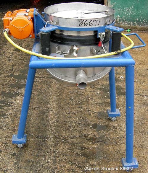 Used Vorti-Siv Vibratory Sieving Machine, Model RVM-15E, 304 Stainless Steel. (1) 15" diameter 80 mesh sieve. Bottom collection hopper with 2" outlet. Driven by a (.26) hp, 3/60/230/460 volt, 3600 rp...