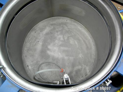 Used Vorti-Siv Vibratory Sieving Machine, Model RVM-15E, 304 Stainless Steel. (1) 15" diameter 80 mesh sieve. Bottom collection hopper with 2" outlet. Driven by a (.26) hp, 3/60/230/460 volt, 3600 rp...