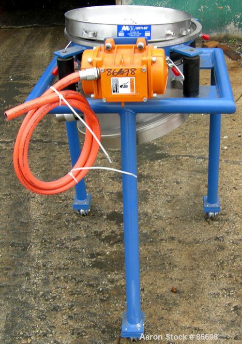 Used Vorti-Siv Vibratory Sieving Machine, Model RVM-15E, 304 Stainless Steel. (1) 15" diameter 80 mesh sieve. Bottom collection hopper with 2" outlet. Driven by a (.26) hp, 3/60/230/460 volt, 3600 rp...
