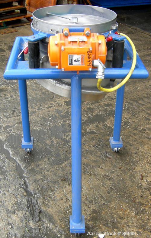 Used Vorti-Siv Vibratory Sieving Machine, Model RVM-15E, 304 Stainless Steel. (1) 15" diameter 80 mesh sieve. Bottom collection hopper with 2" outlet. Driven by a (.26) hp, 3/60/230/460 volt, 3600 rp...