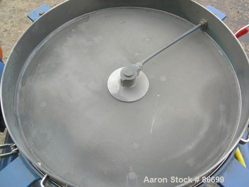 Used Vorti-Siv Vibratory Sieving Machine, Model RVM-15E, 304 Stainless Steel. (1) 15" diameter 80 mesh sieve. Bottom collection hopper with 2" outlet. Driven by a (.26) hp, 3/60/230/460 volt, 3600 rp...