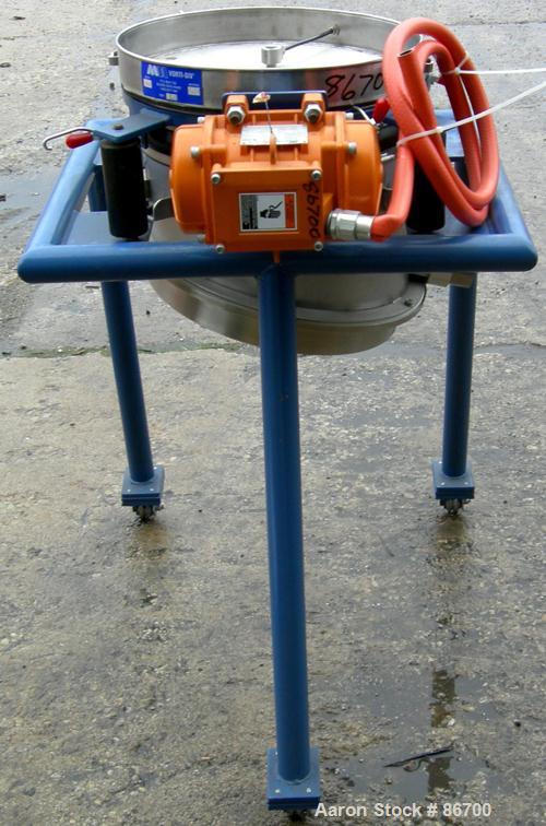 Used Vorti-Siv Vibratory Sieving Machine, Model RVM-15E, 304 Stainless Steel. (1) 15" diameter 80 mesh sieve. Bottom collection hopper with 2" outlet. Driven by a (.26) hp, 3/60/230/460 volt, 3600 rp...