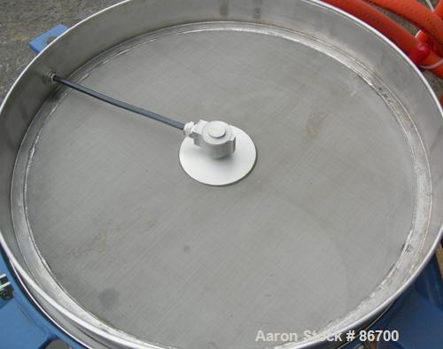 Used Vorti-Siv Vibratory Sieving Machine, Model RVM-15E, 304 Stainless Steel. (1) 15" diameter 80 mesh sieve. Bottom collection hopper with 2" outlet. Driven by a (.26) hp, 3/60/230/460 volt, 3600 rp...