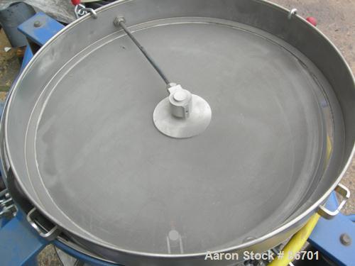 Used Vorti-Siv Vibratory Sieving Machine, Model RVM-15E, 304 Stainless Steel. (1) 15" diameter 94 mesh sieve. Bottom collection hopper with 2" outlet. Driven by a (.26) hp, 3/60/230/460 volt, 3600 rp...