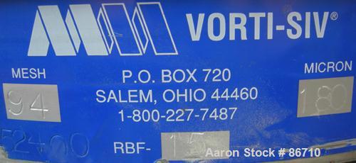 Used Stainless Steel Vorti-Siv Vibratory Sieving Machine, Model RVM-15E