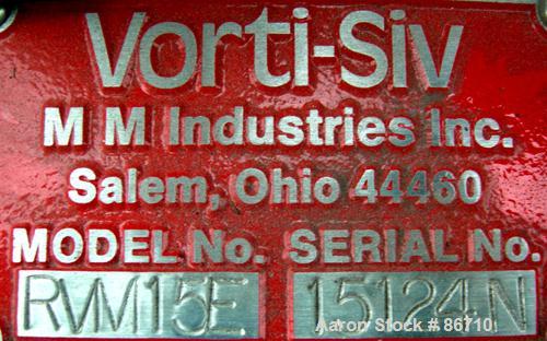 Used Stainless Steel Vorti-Siv Vibratory Sieving Machine, Model RVM-15E