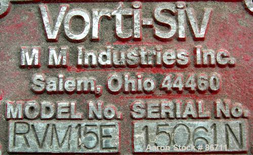 Used- Stainless Steel Vorti-Siv Vibratory Sieving Machine, Model RVM-15E