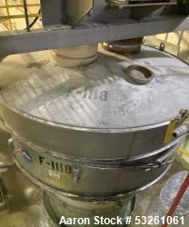 Used 60" Sweco Stainless Steel Sifter Separator, F-1118. 60" diameter, 2 Deck, 3 Seperations. Top Cover. Has Base, motor dri...