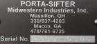 Unused- Midwestern Industries Porta-Sifter, model 55E, 304 stainless steel. 22-1/2’’ Diameter x 4’’ deep single deck with a 250m screen. No top cover, coned bottom chute with a 6’’ outlet. Driven by ...