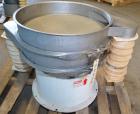 Used Midwestern Screener, 24” Diameter, Model MR24S4-4, Stainless Steel. Single deck, 2 separation, no top cover. Driven by a 0.33 hp, 3/60/230/460 volt motor. Mounted on a carbon steel base. Serial ...