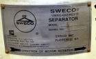 Used Sweco Screener, Model LS18S333, 304 Stainless Steel.  18” Diameter, double deck, 3 separation, with a flat plastic top cover. Driven by a 1/4 hp, 3/60/460 volt, 1140 rpm motor.  Mounted on a car...