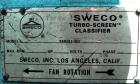 USED: Sweco Turbo Screen Air Classifier, model TS18, aluminum housing. 18