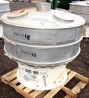 Used Sweco Screener, Model US48D88-HS, 316 Stainless Steel. 48” Diameter single deck, 2 separation. 304 Stainless steel top cover. Driven by a 2-1/2 hp, 3/60/230/460 volt, 1765 rpm motor. Mounted on ...