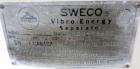 Used Sweco Screener, Model US48D88-HS, 316 Stainless Steel. 48” Diameter single deck, 2 separation. 304 Stainless steel top cover. Driven by a 2-1/2 hp, 3/60/230/460 volt, 1765 rpm motor. Mounted on ...