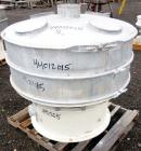Used Sweco Screener, Model US48D88-HS, 316 Stainless Steel.  48” Diameter single deck, 2 separation.  304 Stainless steel top cover. Driven by a 2-1/2 hp, 3/60/230/460 volt, 1765 rpm motor.  Mounted ...