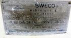 Used Sweco Screener, Model US48D88-HS, 316 Stainless Steel.  48” Diameter single deck, 2 separation.  304 Stainless steel top cover.  Driven by a 2-1/2 hp, 3/60/230/460 volt, 1765 rpm motor. Mounted ...