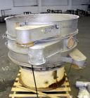 Used Sweco Screener, Model US48S6862, 304 Stainless Steel. 48” Diameter, double deck, 3 separation, no top cover. Driven by a 2.5 hp, 3/60/230/460 volt, 1200 rpm motor. Mounted on a carbon steel base.
