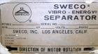 Used Sweco Screener, Model US48S888, 304 Stainless Steel.