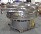 Used Sweco Screener, Model US72108, 316 Stainless Steel. 72” Diameter, single deck, 2 separation, with top cover. Driven by a 5hp, 3/60/230/460 volt, 1200 rpm motor. Mounted on a carbon steel base. M...