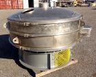 Used Sweco Screener, Model US72108, 316 Stainless Steel. 72” Diameter, single deck, 2 separation, with top cover. Driven by a 5hp, 3/60/230/460 volt, 1200 rpm motor. Mounted on a carbon steel base. M...