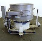 Used Sweco Screener, Model XS48S888, 304 Stainless Steel. 48” Diameter, double deck, 3 separation, no top cover. Driven by a 2.5 hp, 3/60/460 volt, 1160 rpm motor. Mounted on a carbon steel base with...