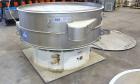 Used Sweco Screener, Model XS72S101412AVTLWC, 304 Stainless Steel. 72” Diameter, single deck, 2 separation, with top cover. Driven by a 5 hp, 3/60/460 volt, 1160 rpm motor. Mounted on a carbon steel ...