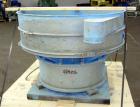 Used Sweco Screener, Carbon Steel. 60” Diameter single deck, 2 separation. No top cover. Driven by a 2.5hp, 3/60/230/460 volt, 1120 rpm motor. Mounted on a carbon steel base.