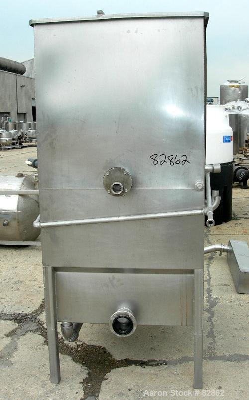 USED: DSM type screener, stainless steel. 3 section vertical screen 36" wide x 54" long. Top feed, bottom holding tank and discharge. Includes a Crane 7.5 hp carbon steel centrifugal pump. Mounted on...