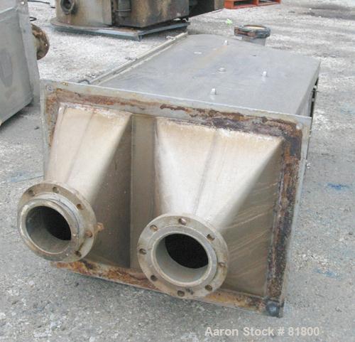 USED: Dorr Oliver 120 deg DSM screener, 316 stainless steel. (1) Vertical screen 21-1/2" wide x 60" long set at approximate 120 deg angle. 4" top feed with (4) nozzles. 6" fines and a 6" overs bottom...