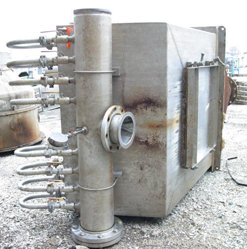 USED: Dorr Oliver Dual Lane 120 Deg DSM Screener, 316 stainless steel. (2) Vertical screens 21-1/2" wide x 60" long set at approximate 120 deg angle. 6" top feed with (8) nozzles. 10" fines and an 8"...