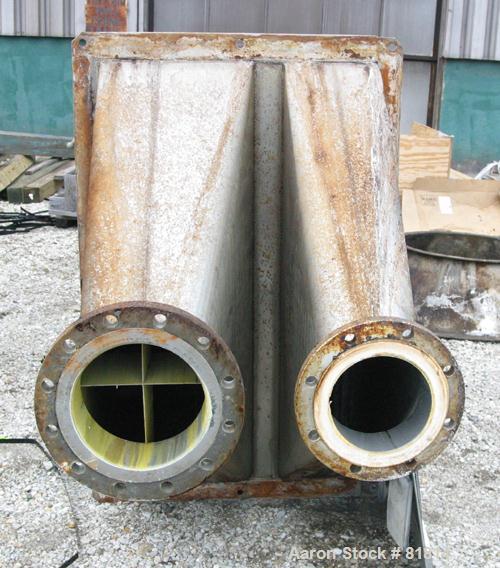 USED: Dorr Oliver Dual Lane 120 Deg DSM Screener, 316 stainless steel. (2) Vertical screens 21-1/2" wide x 60" long set at approximate 120 deg angle. 6" top feed with (8) nozzles. 10" fines and an 8"...