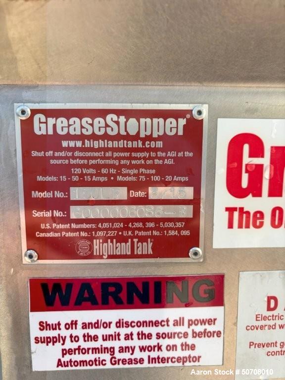 Unused Highland Tank Model 150LR Automatic Grease Interceptor | 304 SS | 202.5 Gal | 150 GPM | Immersion Heaters & Control Panel