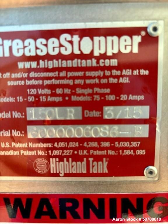 Unused Highland Tank Model 150LR Automatic Grease Interceptor | 304 SS | 202.5 Gal | 150 GPM | Immersion Heaters & Control Panel