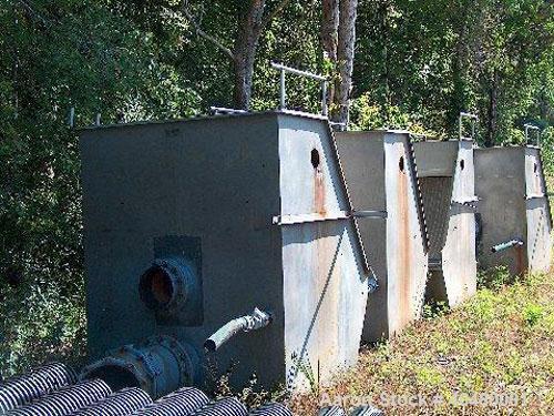 Used Hycor Separator, model HS72-1. Screen size 4 x 6, 7' high x 6' wide; side dimensions 7 x 5. Pipe sizes in rear 14" on bottom, 10" above bottom pipe, 3" on side in rear, 6" hole through sides at ...