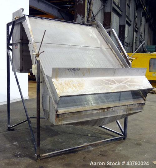 Used Kason Cross-Flo-Sieve, Model CF7254SS, Stainless Steel. Designed to separate pellets and fines larger than 0.02” (0.5mm) from recycled pellet water at a rate of 2000 gallons per minute.