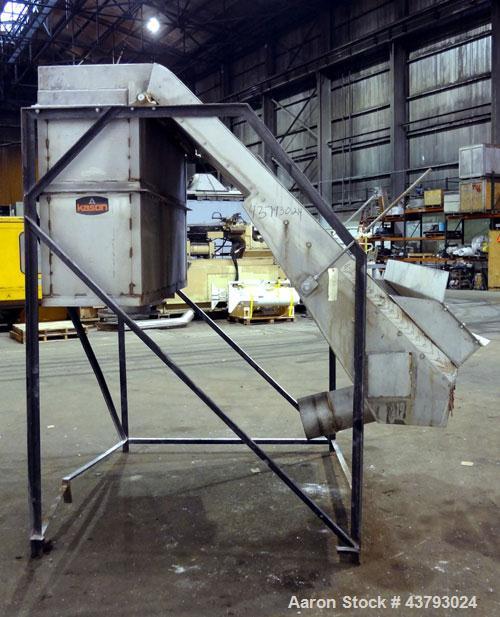 Used Kason Cross-Flo-Sieve, Model CF7254SS, Stainless Steel. Designed to separate pellets and fines larger than 0.02” (0.5mm) from recycled pellet water at a rate of 2000 gallons per minute.