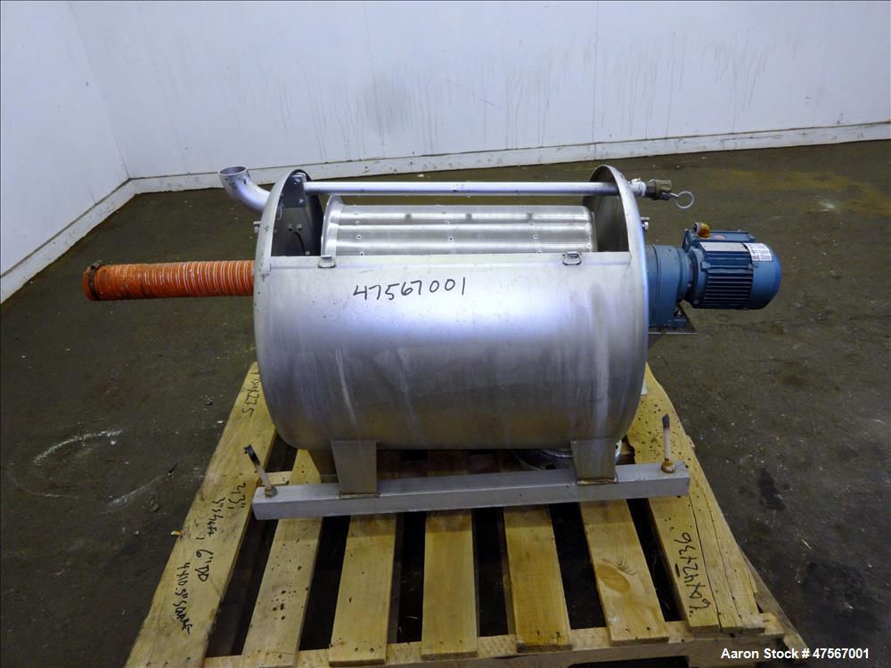Used Parkson Corporation Roto-Guard Rotary Drum Screener, Model 500 X 1.0M, 304 Stainless Steel. (1) Approximate 12" diameter x 20" long horizontal drum, driven by a 0.24hp, 3/60/230/460 volt, 1700 r...