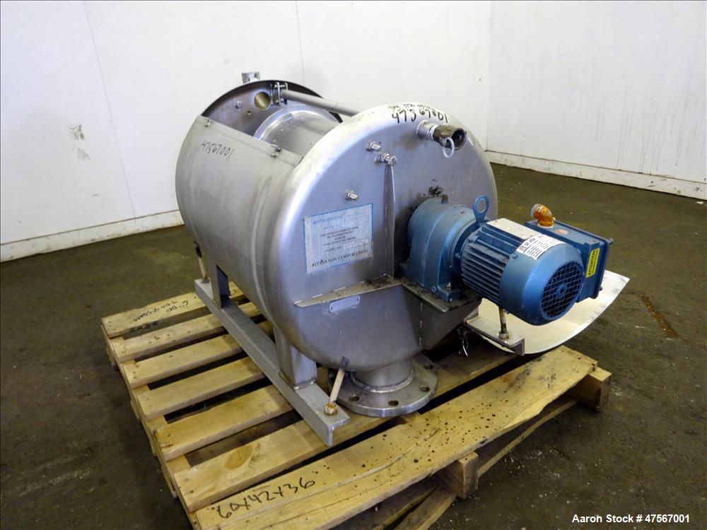Used- Parkson Corporation Roto-Guard Rotary Drum Screener, Model 500 X 1.0M, 304 Stainless Steel. (1) Approximate 12" diamet...