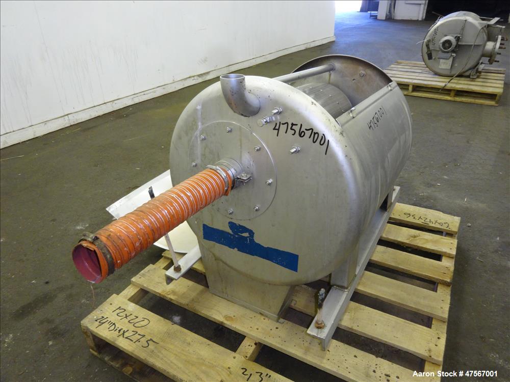Used Parkson Corporation Roto-Guard Rotary Drum Screener, Model 500 X 1.0M, 304 Stainless Steel. (1) Approximate 12" diameter x 20" long horizontal drum, driven by a 0.24hp, 3/60/230/460 volt, 1700 r...