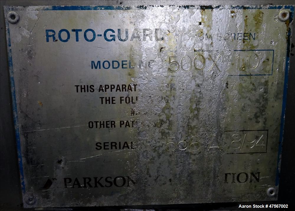 Used Parkson Roto Guard Drum Screen, Model #500X-1.0,