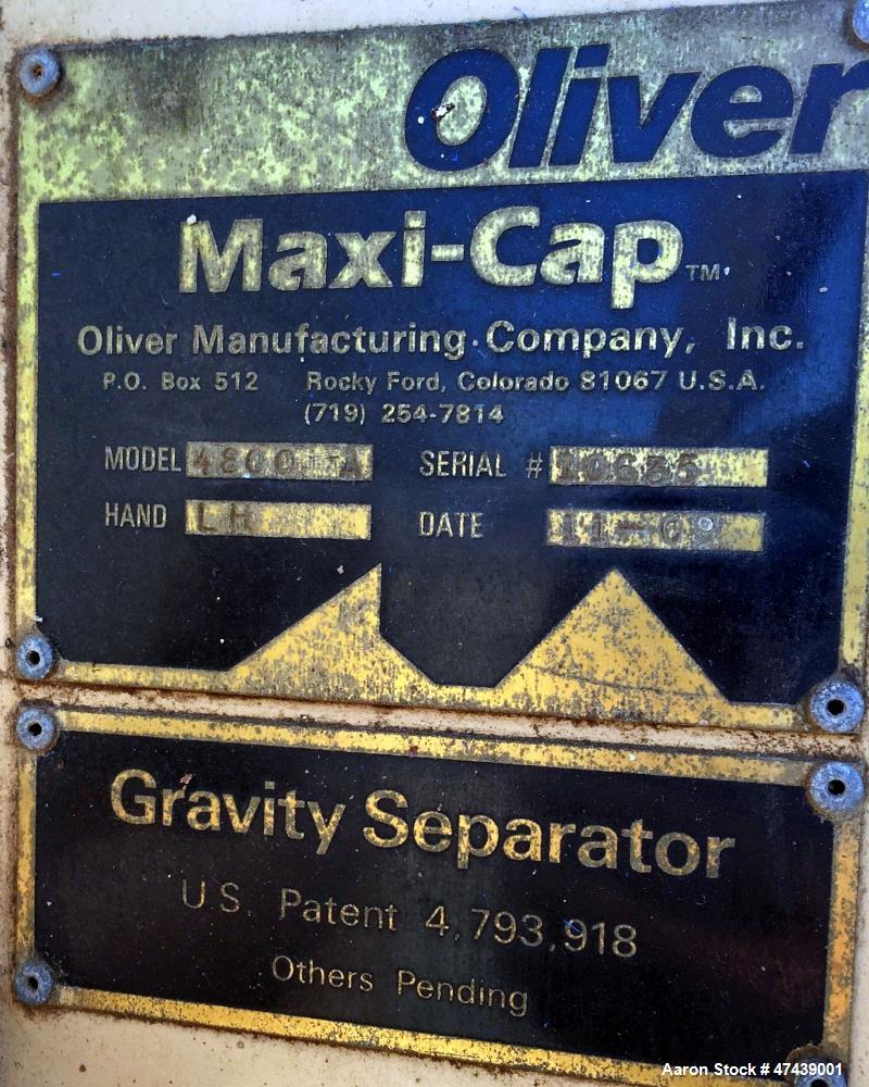 Used Oliver Maxi-Cap Gravity Separator, Model 4800A, Type: LH