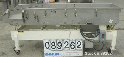 USED: Allen Machinery ISO Flo Fines removal shaker, model FLD46745, type C, 304 stainless steel. 24" wide x 90" overall length. Top 48" section of (2) removable screens, bottom 18" section of screen,...