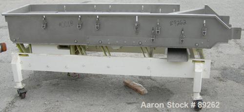 USED: Allen Machinery ISO Flo Fines removal shaker, model FLD46745, type C, 304 stainless steel. 24" wide x 90" overall length. Top 48" section of (2) removable screens, bottom 18" section of screen,...