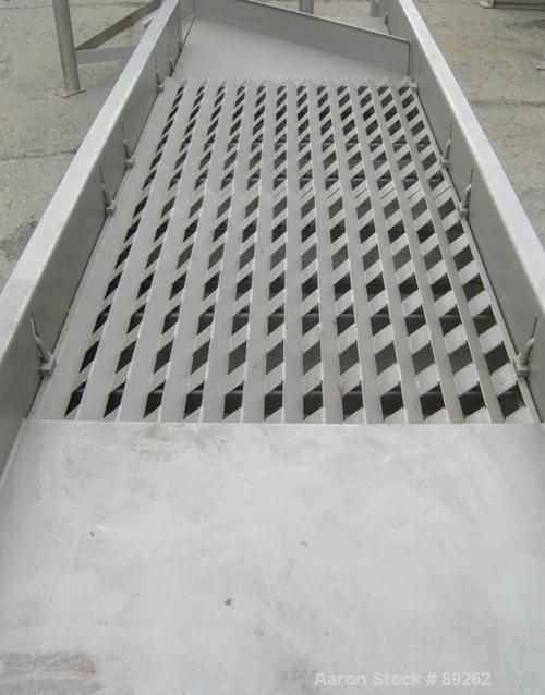USED: Allen Machinery ISO Flo Fines removal shaker, model FLD46745, type C, 304 stainless steel. 24" wide x 90" overall length. Top 48" section of (2) removable screens, bottom 18" section of screen,...