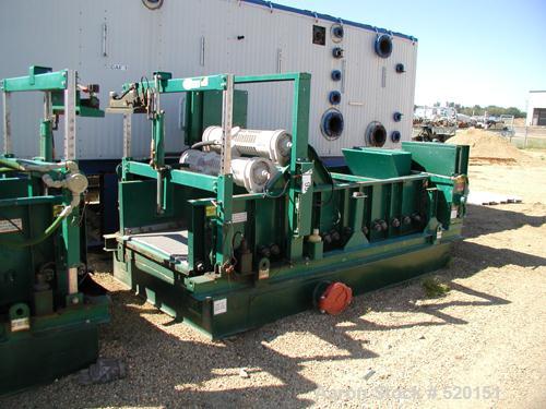 USED: Derrick High G screen, model 2M48-120F-4A. 7 hp, 480 volt 3 phase. Approximately 5' wide x 12' long. Carbon steel construction. Year 1997. 4 deck unit. Screener designed for wet applications.
