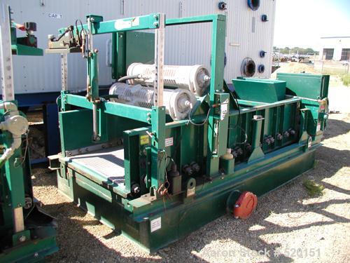 USED: Derrick High G screen, model 2M48-120F-4A. 7 hp, 480 volt 3 phase. Approximately 5' wide x 12' long. Carbon steel construction. Year 1997. 4 deck unit. Screener designed for wet applications.